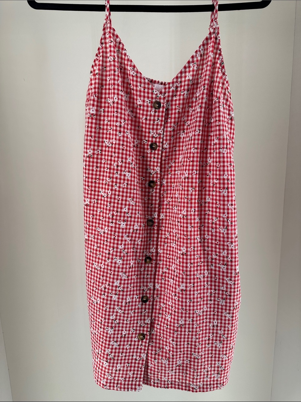 Pink Lily Red & White Gingham Mini Dress. Like New